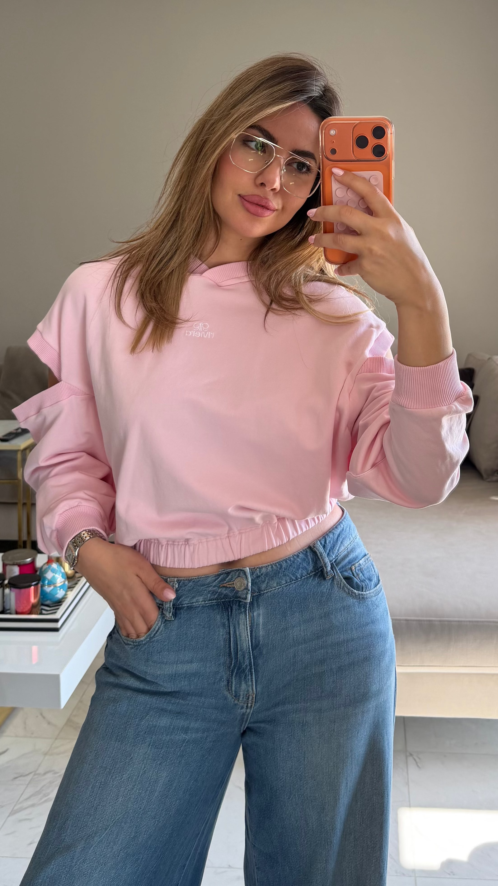 IMG_6700 Sweat Shirt court ROSE - Image 1