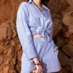 Set rayé Bleu